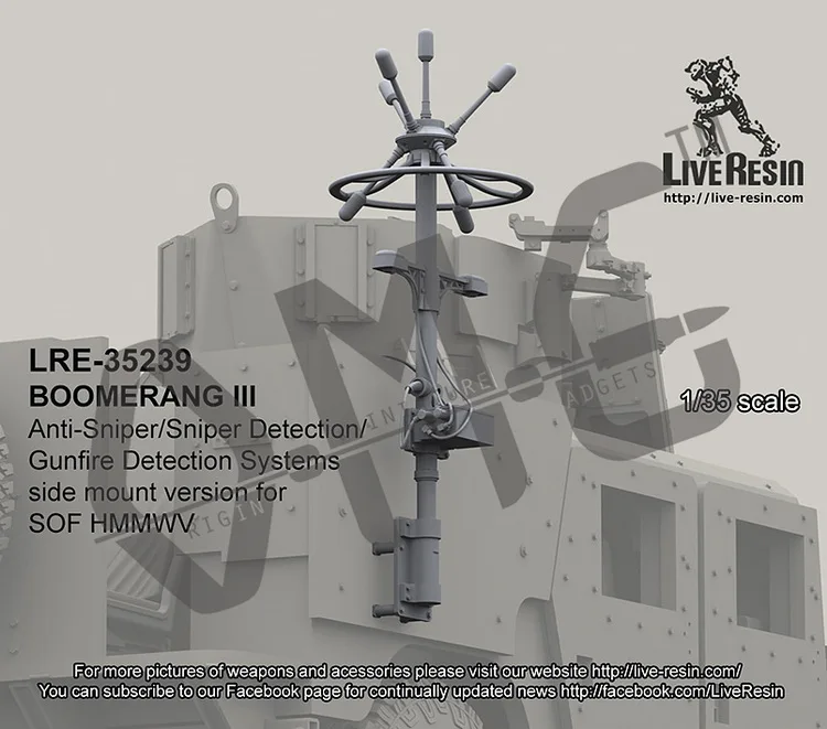 

[Scale Model Kit] Live Resin LRE-35239 1/35 BOOMERANG III Anti-Sniper/Sniper Detection/Gunfire Detection Systems side mount version for SOF HMMWV