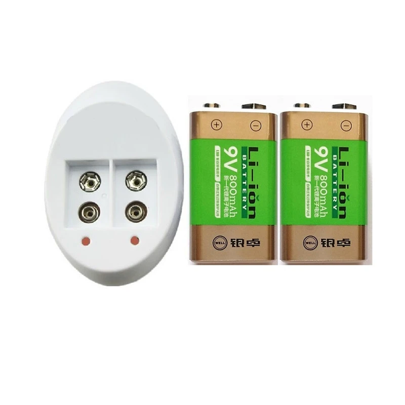 

NEW 2PC 800 mAh SUPER BIG 9 v li-ion lithium 9 Volt Batterie Hersteller garantie+9 V charger