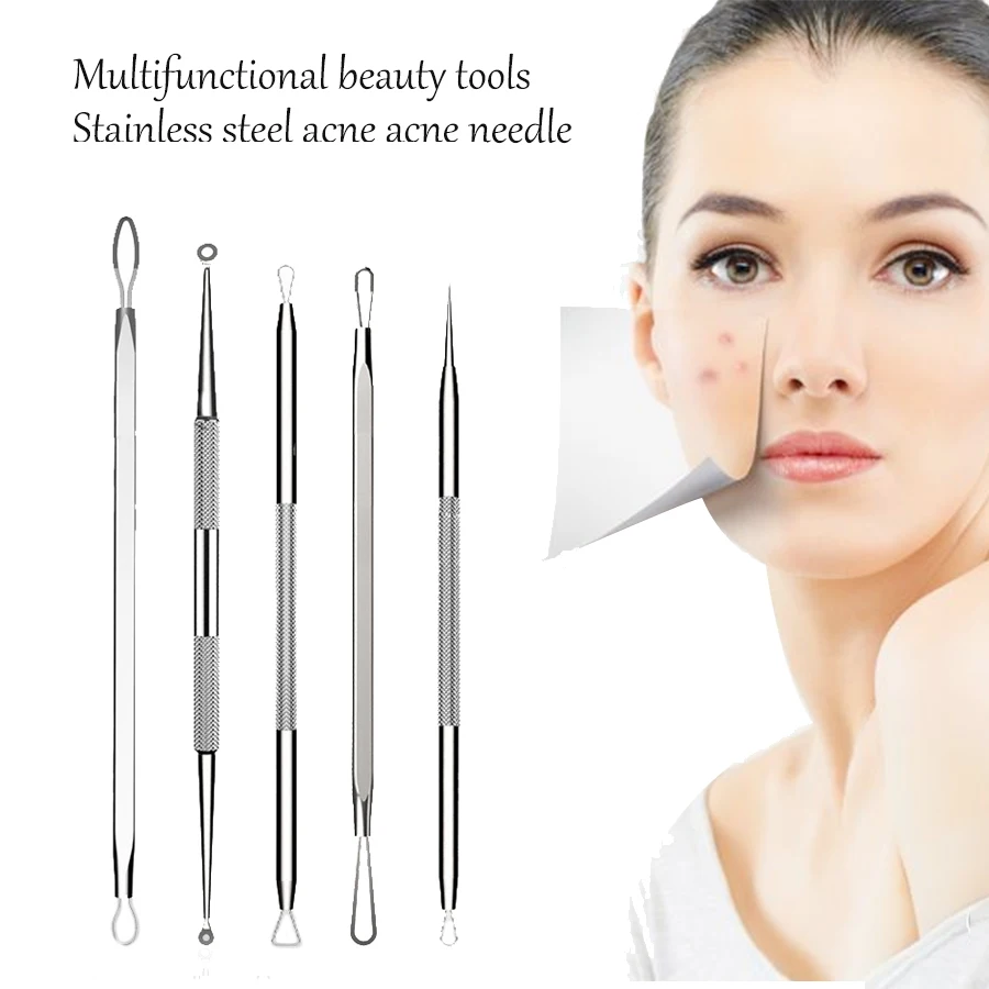 

The new acupuncture needle 5 sets of stainless steel acne needle with a mirror to remove black head beauty needle suit