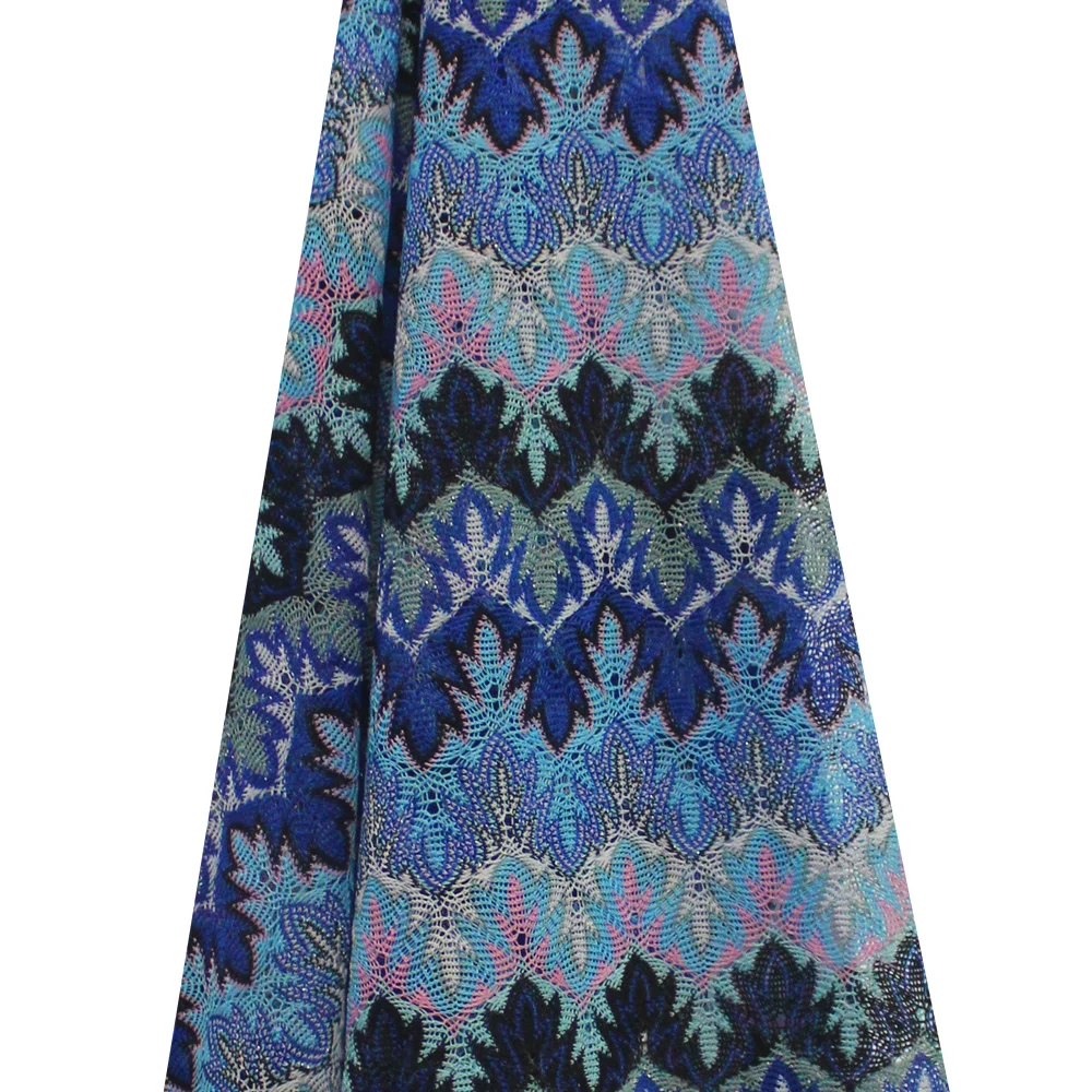 YACKALASI Zig Zag Вязаные кружевные ткани 1 метр для платья волнистые полосатые крючком сетчатые ткани Diy модная ткань кленовый лист 150 см в ширину
