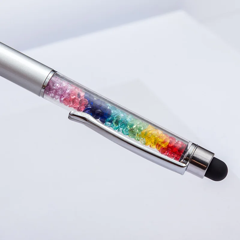 13 Colors Cute Kawaii multicolor Brand Diamond Metal Ballpoint Pen Touch Screen Crystal Ball Pen For Ipad Iphone Office Supplies