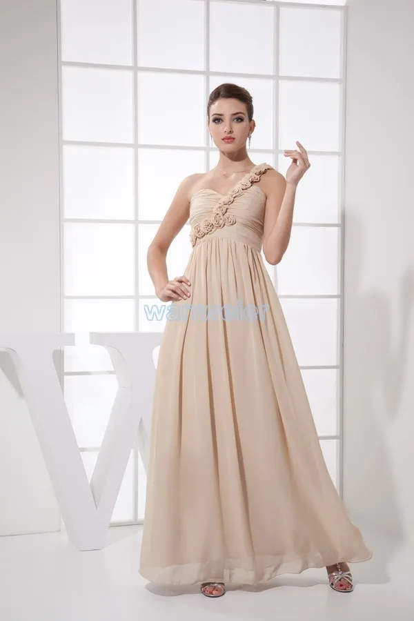 

free shipping one shoulder 2018 abiye long vestido beach formal gowns coral custom made chiffon sexy women bridesmaid dress