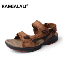 Ramialali мужские сандалии Летняя обувь из натуральной кожи летние пляжные сандалии мужская повседневная обувь уличные сандалии Большие размеры 45
