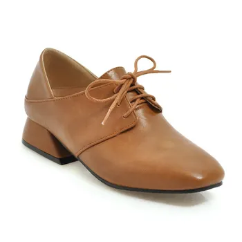

British wind 19 years in early spring the new party with low with square yards size 32-48 lace-up joker single woman shoes