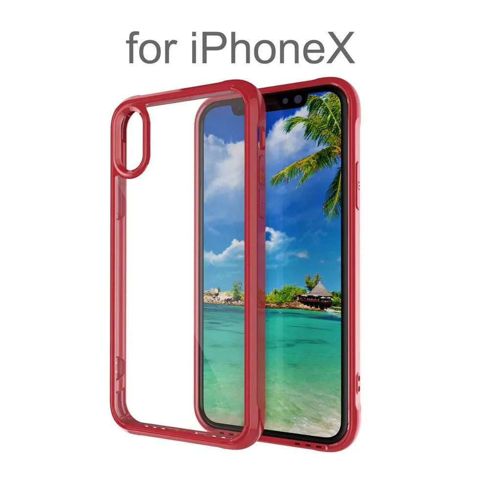 

2 Pcs Red TPU+Acrylic Two-in-One Anti-dropping Protective Case with Shock-resistant Airbag on Four Case Corners For iPhone X