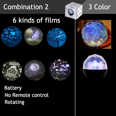Созвездие ночник планета волшебный Метеор Музыкальный проектор Вселенная Светодиодная лампа цвета поворотный мигающий Звездное небо Проектор лампа - Испускаемый цвет: Combination 2