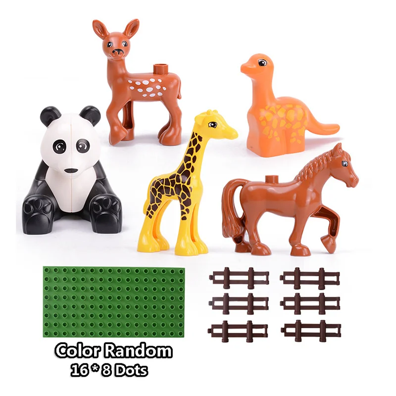 DIY Large Size dinosaur Animal Series Building Blocks Sets Farm Animal Bricks Compatible with Duploe Toys  for children Kid Gift (6)