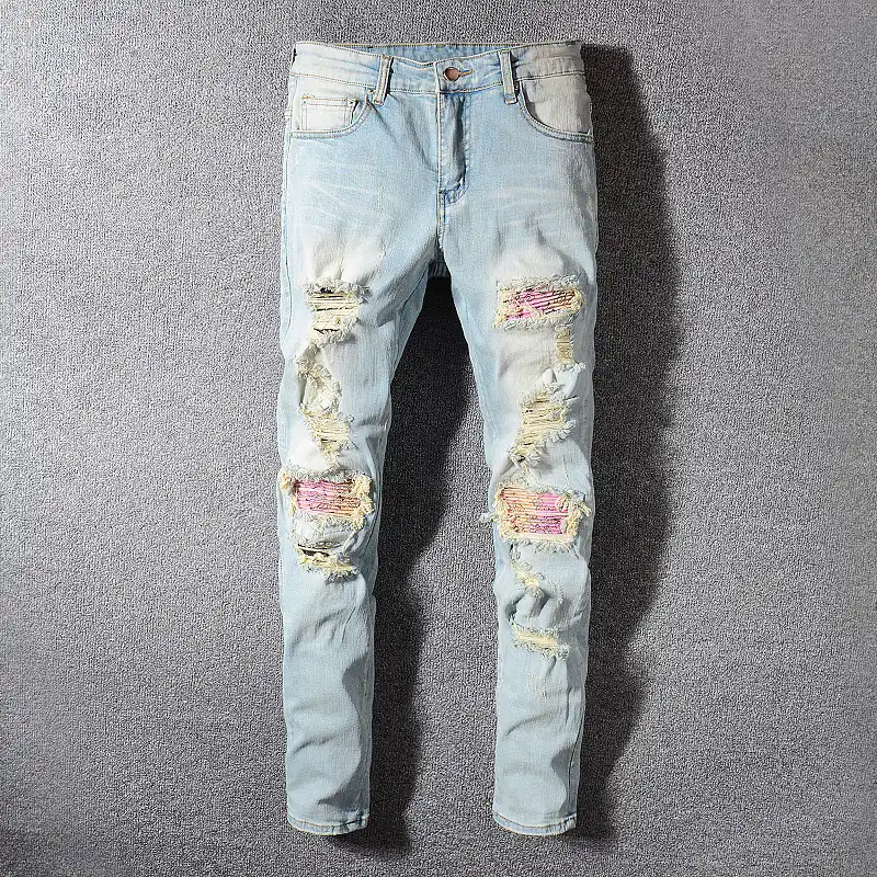 mens jeans patchwork