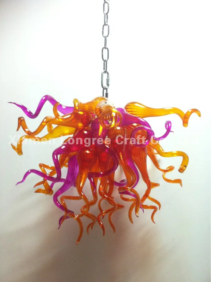 

Free Shipping Modern New Design Low Ceiling LED Light Source Mini European Chihuly Style Hand Blown Glass Chandelier