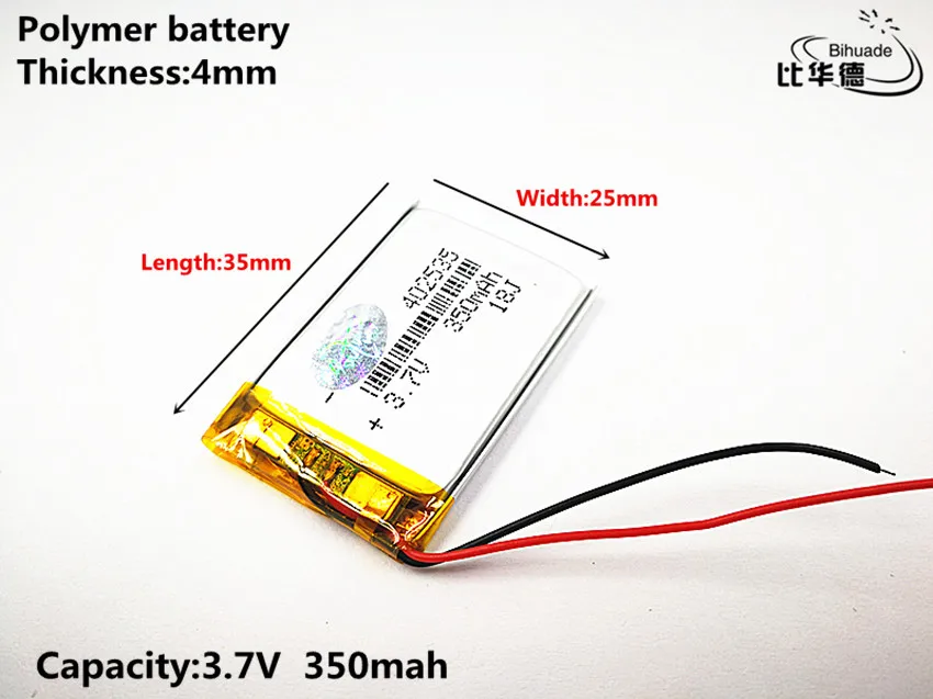 2 шт. литиевая батарея хорошего качества 3,7 V, 350 mAH, 402535 полимерный литий-ионный/литий-ионный аккумулятор для игрушки, POWER BANK, gps, mp3, mp4