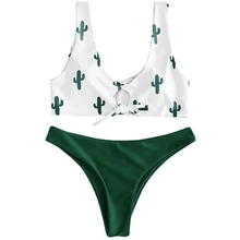 ZAFUL Swimwear Women Cactus Print Knot Bikini Set Push Up Swimsuit Swimwear Sexy Bikini 2019 New Beach Wear Bathing Suit Biquini ZAFUL Swimwear Women Cactus Print Knot Bikini Set Push Up Swimsuit Swimwear Sexy Bikini 2019 New Beach Wear Bathing Suit Biquini