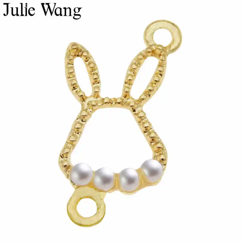 Julie Wang 10 шт. полые золотые кроличьи соединительные головки искусственные жемчужные амулеты «сделай сам» ожерелье браслет ювелирные