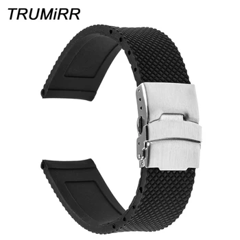 

Silicone Rubber Watchband 19mm 20mm 21mm 22mm for IWC Men Women Watch Band Wrist Strap Stainless Steel Safety Buckle Bracelet