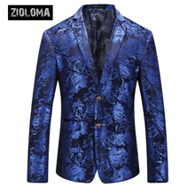 ZIOLOMA Роскошный Королевский синий блесток платье шаль для ночного клуба воротник мужской костюм куртка