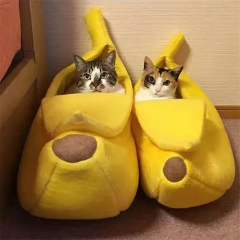 

S/M/L/XL Banana Shape Pet Dog Cat Bed House Mat Durable Kennel Doggy Puppy Cushion Basket Warm Portable Dog Cat Supplies
