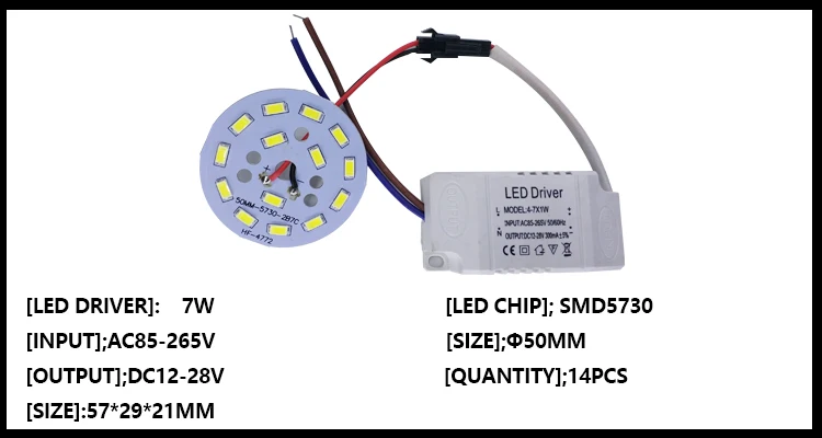 3 Вт 7 Вт 12 Вт 18 Вт 24 Вт 36 Вт 5730 SMD светодиодный светильник Панель для потолка+ AC 100-265 в Светодиодный источник питания