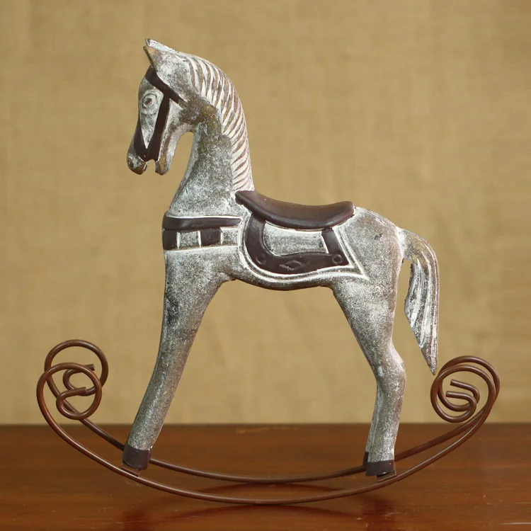 الإبداعية الرجعية خشبية الحرف خزانة الديكور لطيف الحيوانات الحصان لعب الفيلم صور الدعائم هدية الحلي