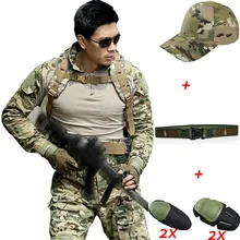 Военная Униформа тактические боевые штаны с наколенниками Tactico cpu камуфляжная одежда Militar Army ACU Униформа CS Одежда для мужчин
