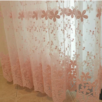 

Modern Curtains Window Treatments Sheer Embroidery Flowers Lace Finished Curtains For Living Luxury Tulle Children Room Bedroom