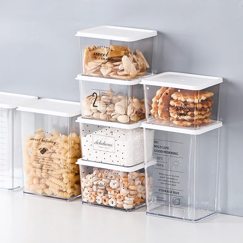 

Kitchen Food Container Seal Pot Crisper Tea Coffee Candy Storage Tank Plastic Kitchen Grains Sealed Cans Cookie Canister Jars