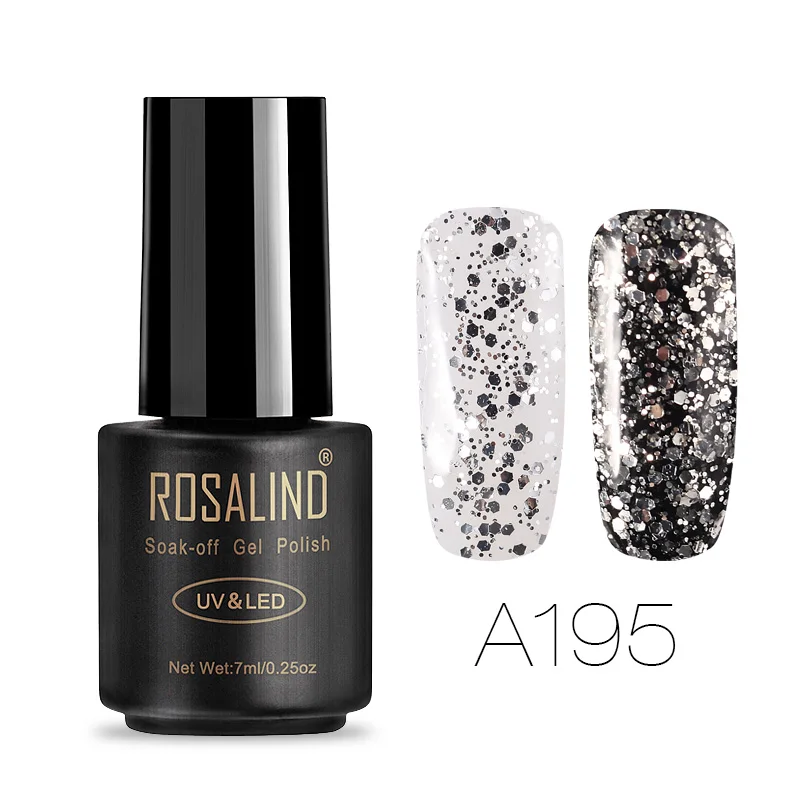 ROSALIND Гель-лак 7 мл для дизайна ногтей Vernis полуперманентный Гель-лак Soak off top coat UV для дизайна маникюрный Гель-лак для ногтей - Цвет: Black Bottle RAA195