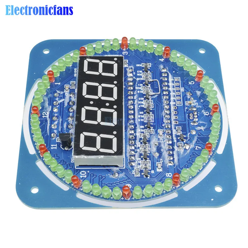 Assemb светодиодный DS1302 вращающийся светодиодный электронные цифровые часы, набор для самостоятельной сборки 51 SCM обучения доска 5V