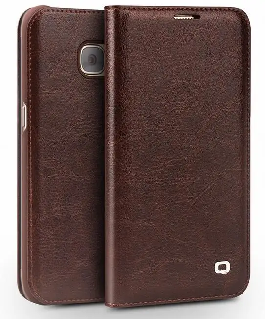Чехол qialino для Samsung Galaxy S7& S7 Edge Натуральная кожа флип бумажник ультра тонкий чехол для Samsung S7& S7 Edge - Цвет: brown