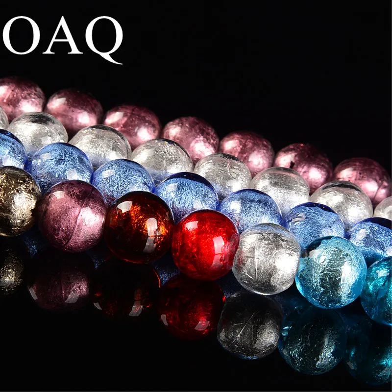 

8 10 12mm Foil Glass lampwork beads Loose beads for jewelry making Wholesale and Retail