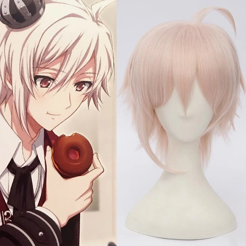 Парик для косплея из аниме IDOLiSH7 Kujo Tenn короткие светло розовые синтетические
