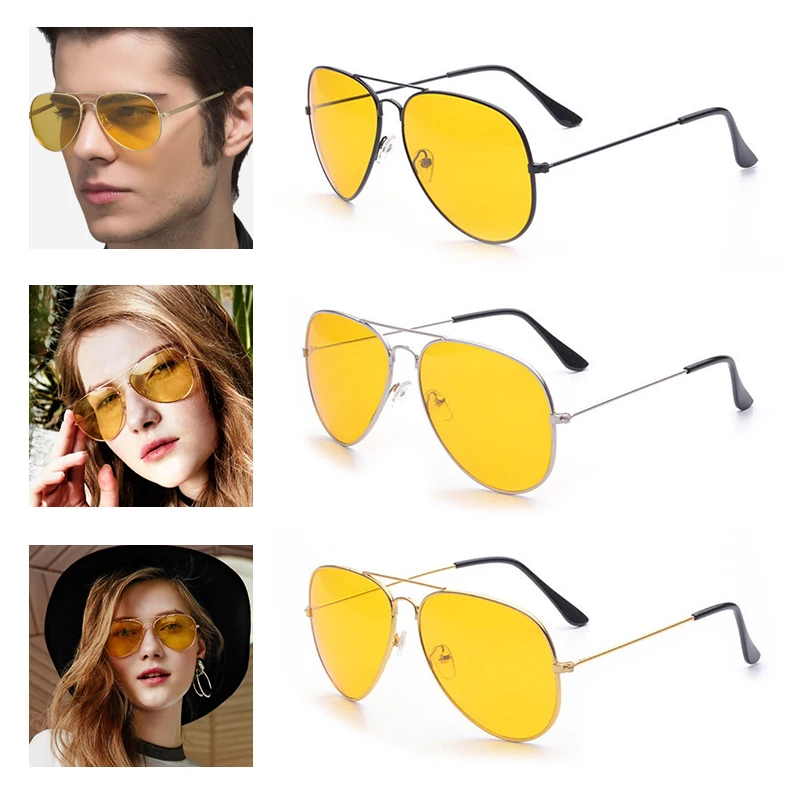 Car Yellow Lens UV400 Anti-Glaring Night Vision Driving Glasses Driver Safety Aviator Sunglasses Eye Wear Goggle for Ford VW BMW Car Yellow Lens UV400 Anti-Glaring Night Vision Driving Glasses Driver Safety Aviator Sunglasses Eye Wear Goggle for Ford VW BMW