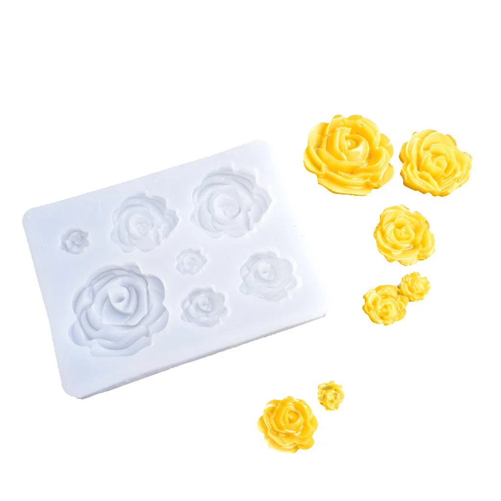 

Cartoon 3D Rose Flowers Silicone Epoxy Resin UV Glue Crafts Mold Creative DIY Pendant Brooch Jewelry Tool Accessory