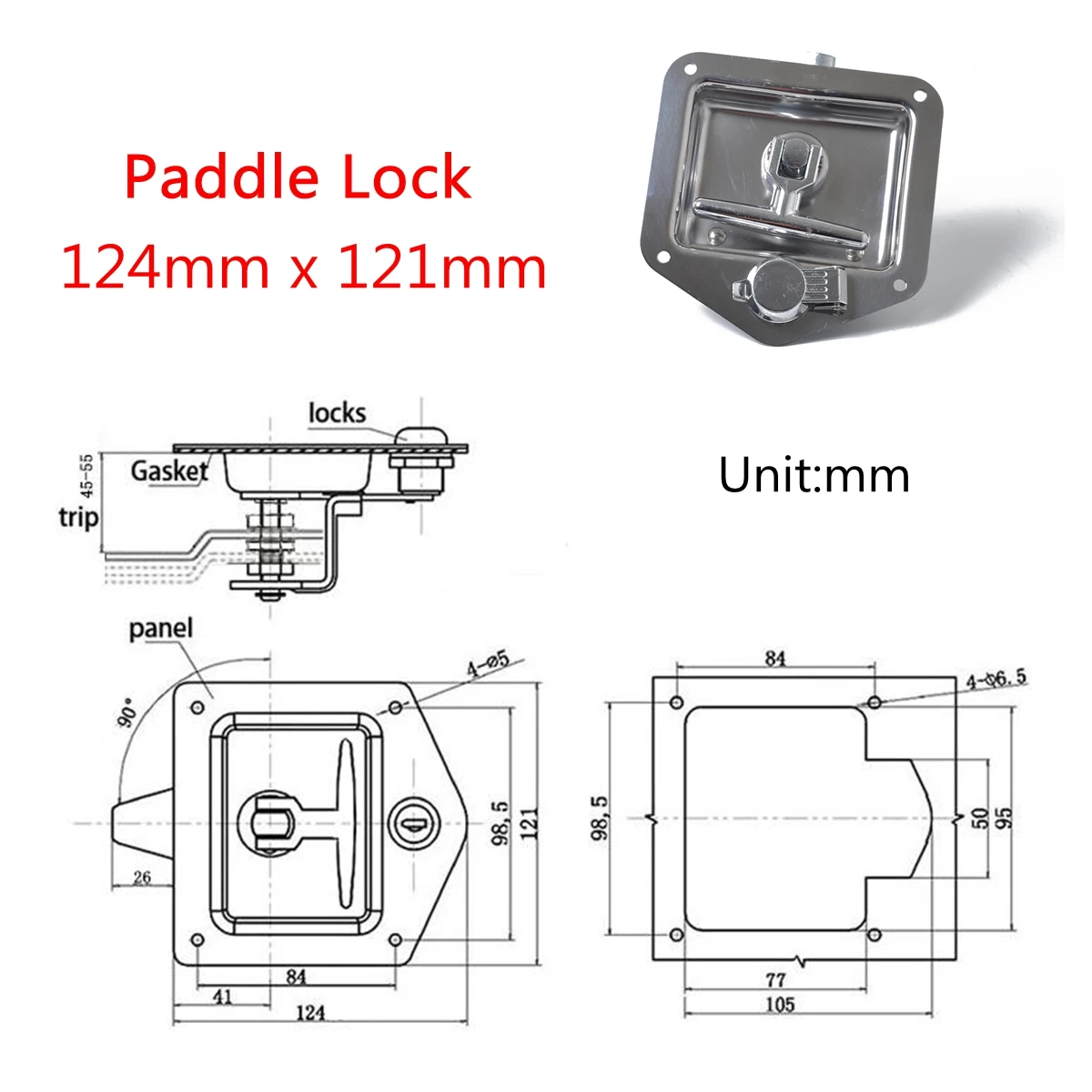 

Folding T Handle Lock Stainless Steel Flush Mount Tool Box Trailer Caravan Truck Toolbox