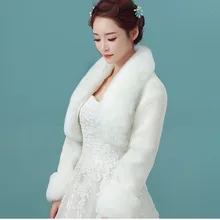Искусственный мех упаковка для свадебного платья белый красный Зимние Свадебные пальто куртки болеро для вечернего платья теплая Свадебная шаль накидка LT036
