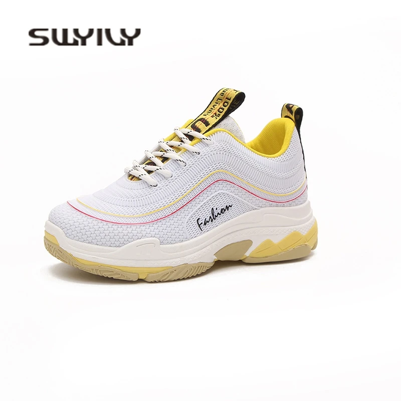 SWYIVY Womens Sneakers Platfrom Breathable 2018 Mesh Lady Casual Shoes Female Fashion Sneakers Shoes Casual Woman Hot 40 Size