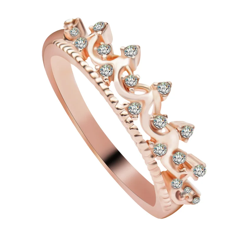 

Authentic White Gold Color My Princess Queen Crown Ring Design Wedding Rings For Women Jewelry