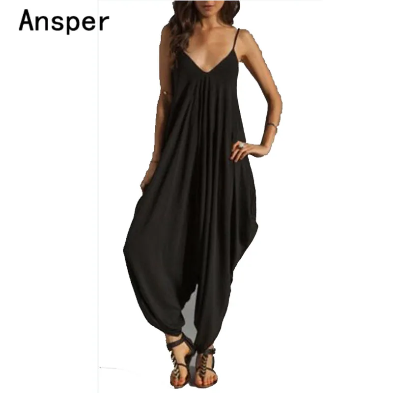 Wide Leg Jumpsuit Fashion New Solid Color Elegant V Neck