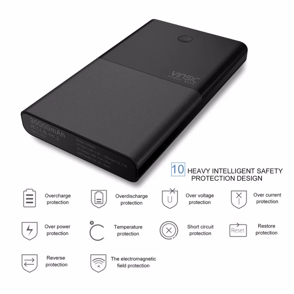 VINSIC 30000MAH Dual USB External Power Bank 30000MAH Large Capacity Notebook Powerbank External Battery Charger for Phone VINSIC 30000MAH Dual USB External Power Bank 30000MAH Large Capacity Notebook Powerbank External Battery Charger for Phone