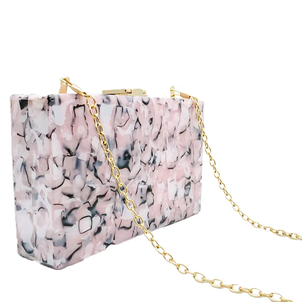 Boutique De FGG рисунок под мраморный камень Женская акриловая прямоугольная сумочка вечерние сумки Дамская сумка на плечо с цепочкой металлические клатчи на день