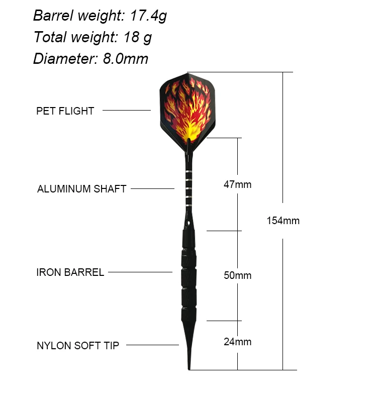 3 шт./компл. профессиональные дротики с 50 шт. пластиковые дротики советы 18 г Safty мягкие дротики для Дартса электронный дартс игра A
