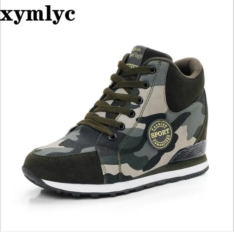 

2019winter female camouflage shoes high to help shallow mouth military training boots canvas nonslip round head laceup snow boot