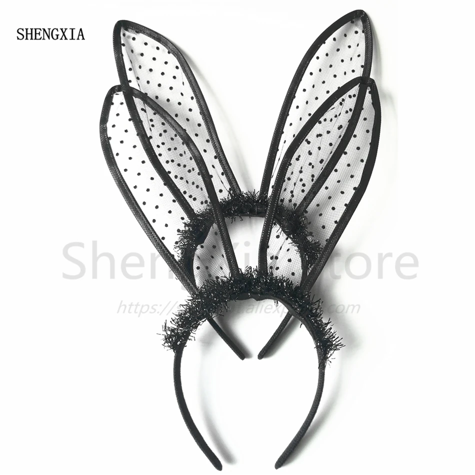 

New Design Dot Rabbit Ear Headband Sexy Lace Hair Band Headwear Women Hair Accessories Bunny Ears Girls Hair Hoop