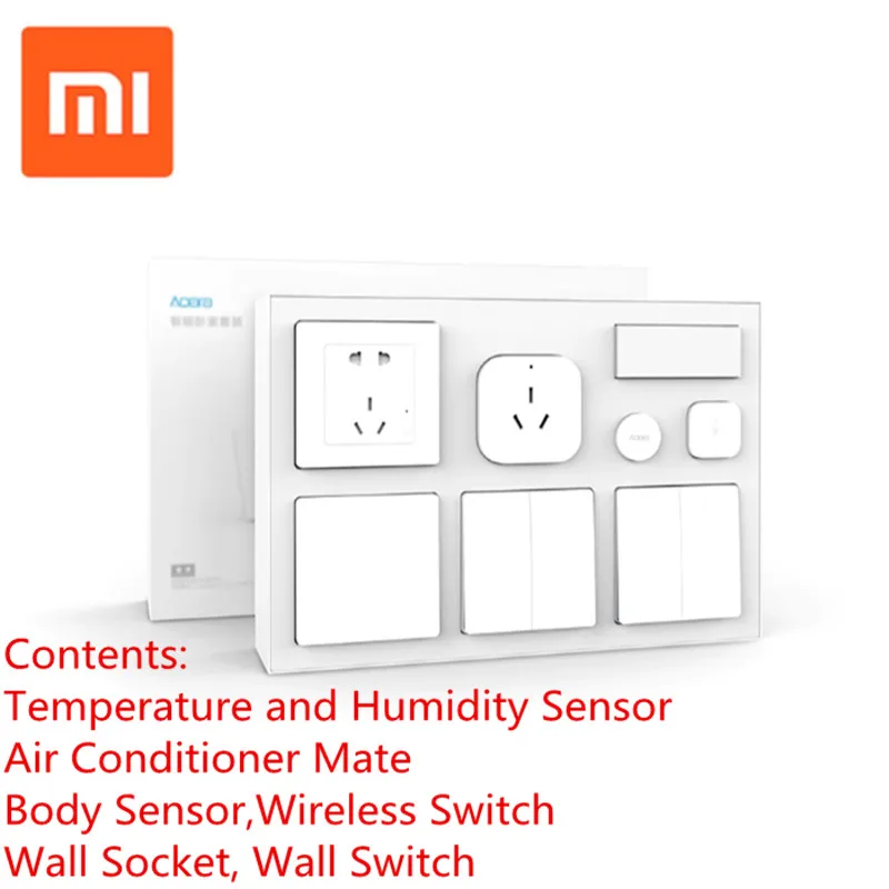 

Aqara Air Conditioner Mate Temperature and Humidity Sensor Body Sensor Wall Socket Wall Switch 2pcs Switch Smart Bedroom Kit