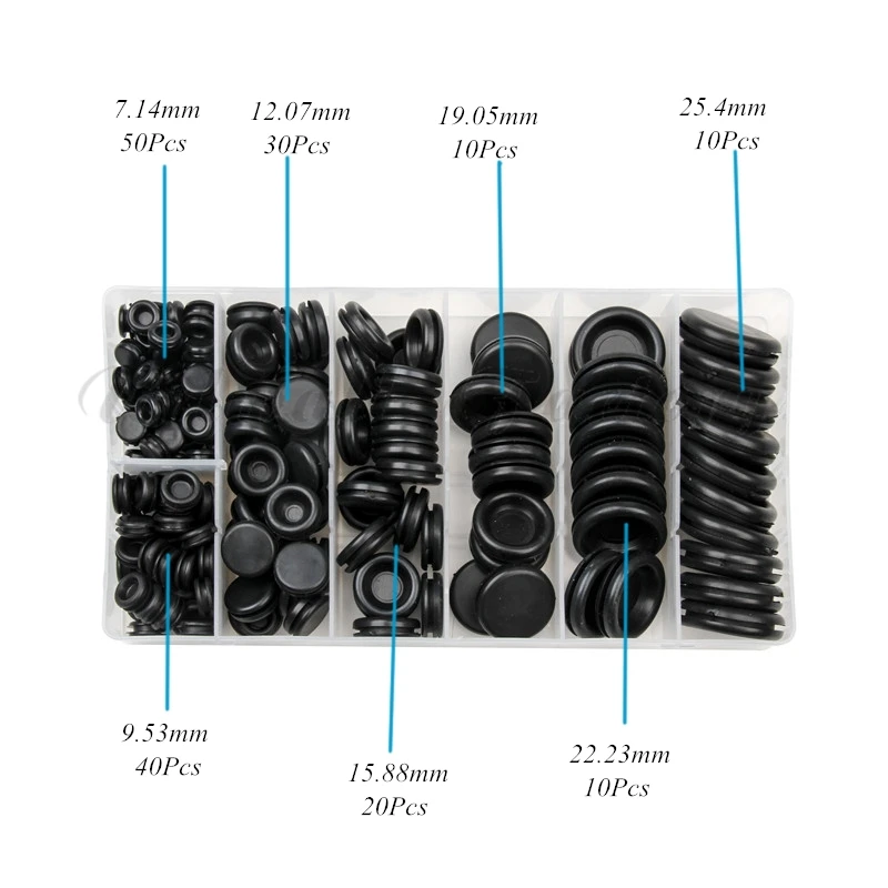 170 шт черная резиновая втулка межсетевого экрана отверстие заглушки стопорное кольцо набор автомобильных электрических проводов комплект прокладок для клапана цилиндра Водопровод
