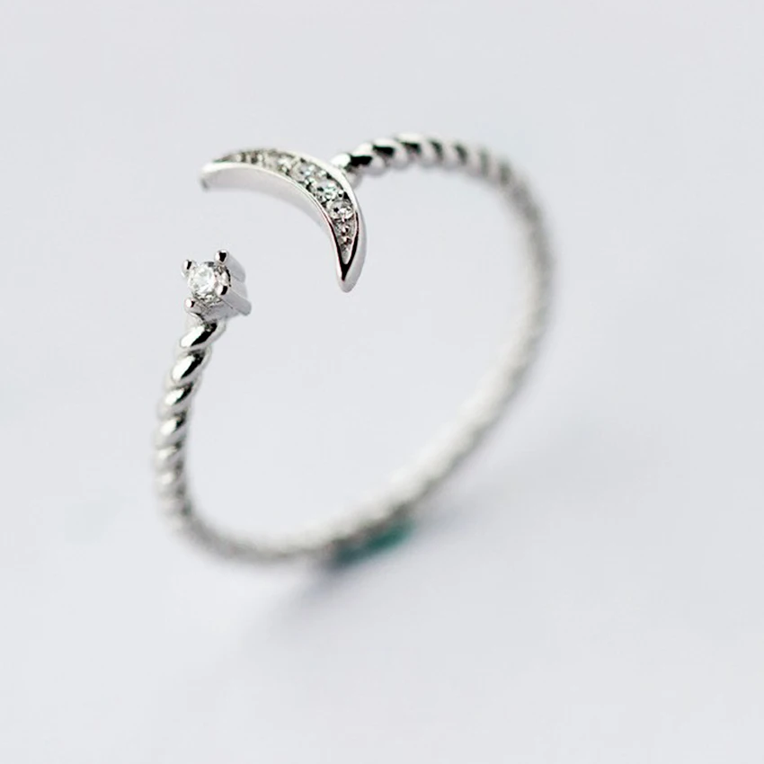 QIMING чистое серебряное кольцо с кристаллом для женщин,, хорошее ювелирное изделие, регулируемое двойное кольцо с фианитами, кольца с открытым носком средней длины - Цвет основного камня: style3