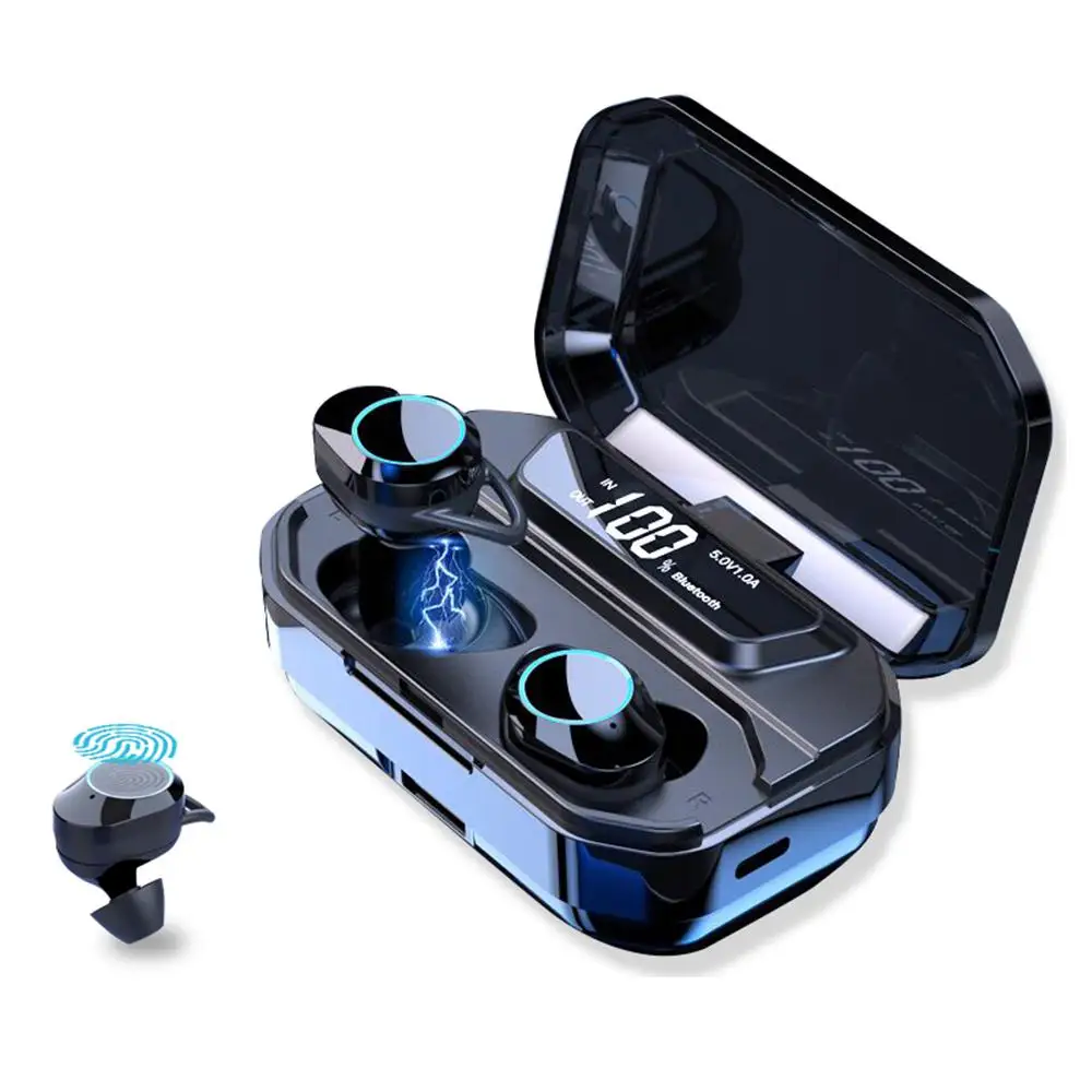 

2019 Newest Fashion 6D Surround Bass Headset with 3300mAh Intelligent Digital Display Charging Compartment as Power bank