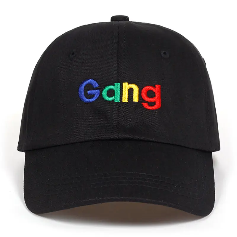 2018 Новая мода Gang вышивка папа шляпа бейсболки Хлопок Snapback шляпы гольф шапки для мужчин и женщин Регулируемый пара Cap