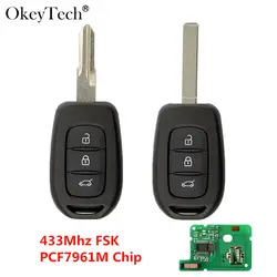 Okeytech 3 пуговицы Замена дистанционного ключи для Renault Sandero Megane Duster Logan 433 мГц с PCF7961M HITAG AES 4A чип