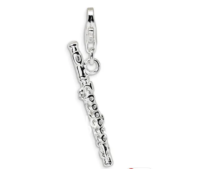 12pcs a lot silver color flute charm jewelryin Charms from Jewelry