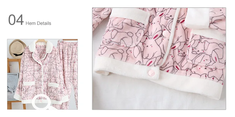 Для женщин кавайный Пикачу утепленные, фланелевые пижамы, теплое платье с длинными рукавами и женские Зимние Пижамы тепло Симпатичные розовые фланелевые пижамы пижамный комплект