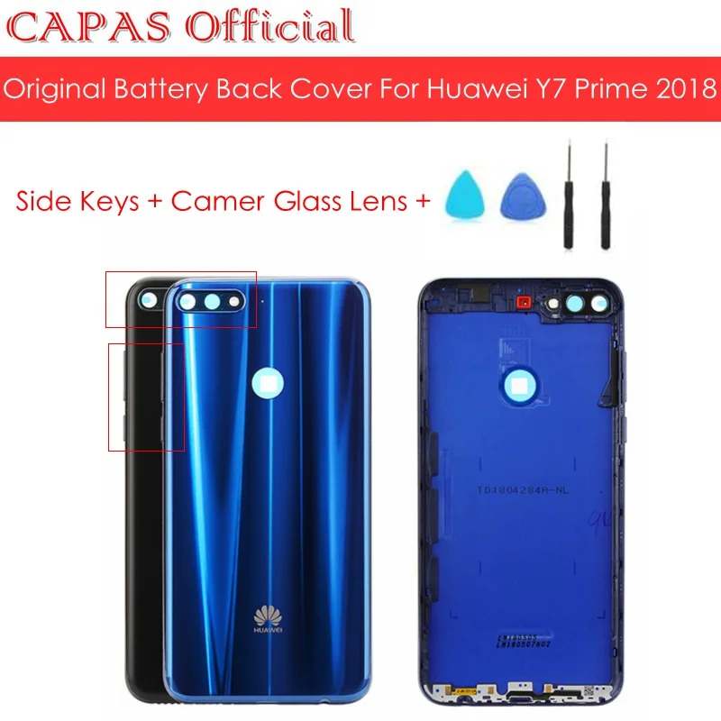 

Original for Huawei Y7 Prime 2018 Battery Back Cover + Side Keys + Camera Glass Lens Nova 2 Lite Back Housing Door Replacement